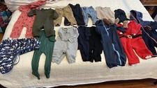 Lot 19 PCs Baby Clothes 6-12 Mnths Fall Winter Pants, Thermal, Fleece, Hat, Bibs