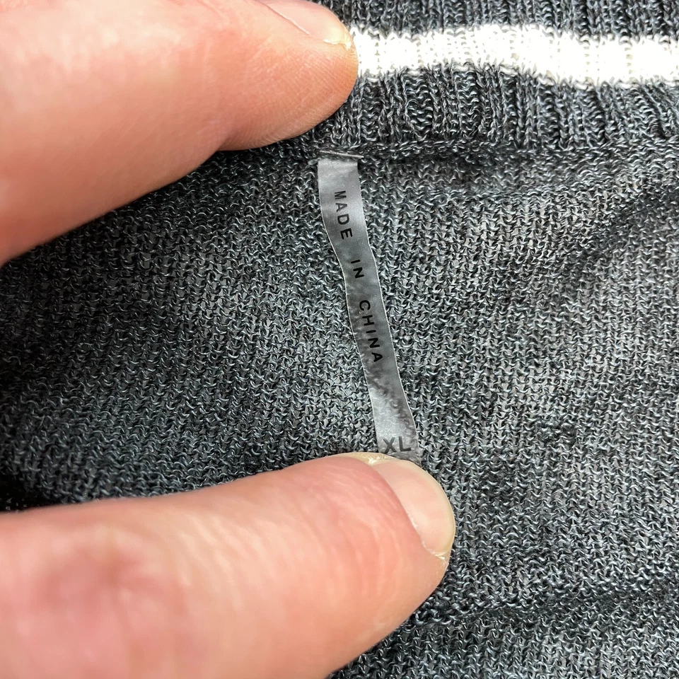 Dolce Cabo Sweater Womens XL Dark Gray and White Striped Drawstring Waist Linen - Image 3 of 4