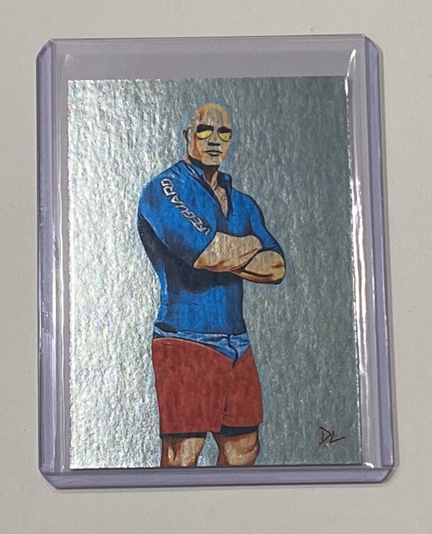 Dwayne The Rock Johnson Platinum Plated Artist Signed Baywatch Trading Card 1/1