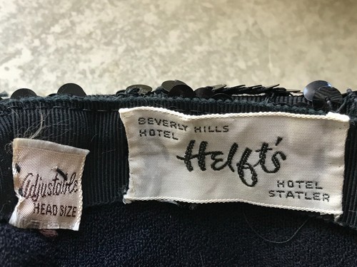 Heft’s Beverly Hills Hotel Vintage Exquisite Black Sequin Hat Adjustable Size - Picture 8 of 10