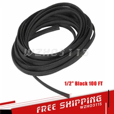 1/2" Black 100 FT Expandable Wire Cable Sleeving Sheathing Braided Loom Tubing