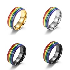 Titanium Steel Ring Hand Jewelry Stainless Steel Flag Gay Sources Rainbow Niche