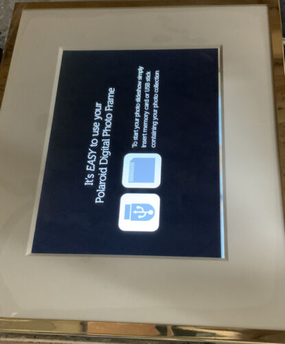 ๐๏ธ POLAROID 8" DIGITAL PICTURE FRAME Polished Brass Metal Frame ๐ NO BOX - Picture 2 of 3