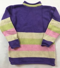 Hanna Andersson 120 Girls Purple Multicolor Striped Cotton Pullover Sweater
