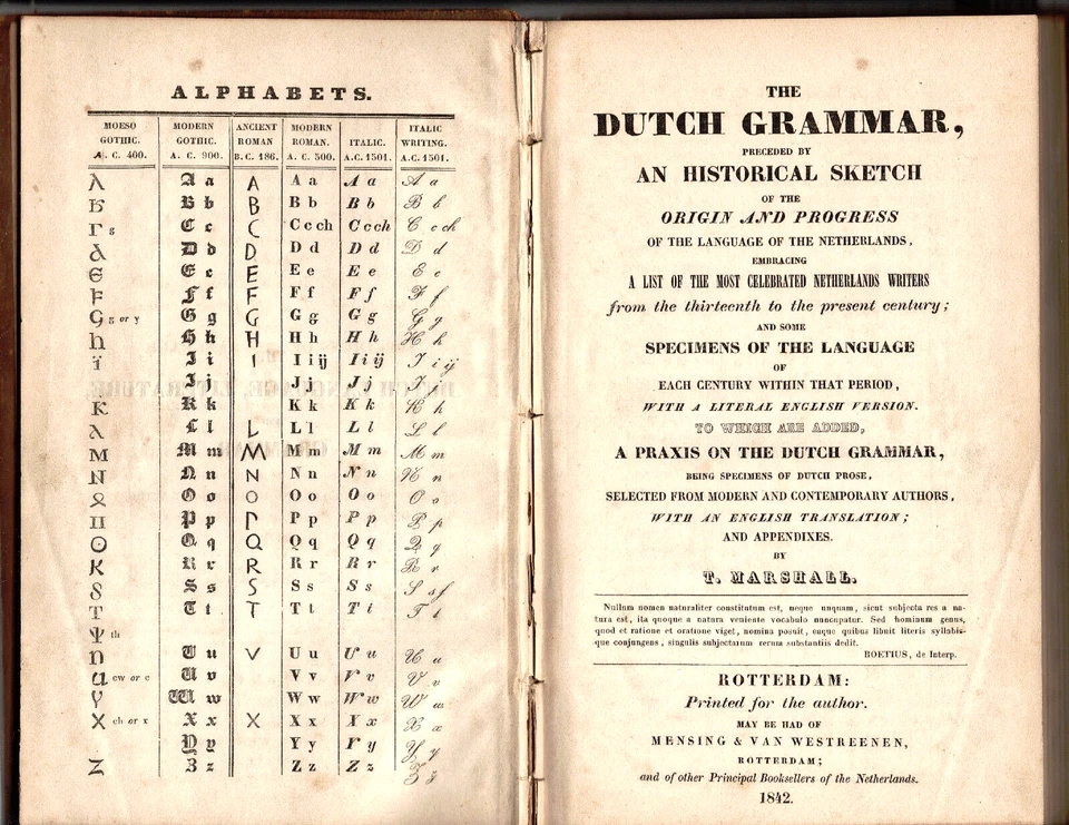 The Dutch Grammar, Preceded by an Historical Sketch, by T. Marshall, 1842, 1stEd - Image 2 of 4