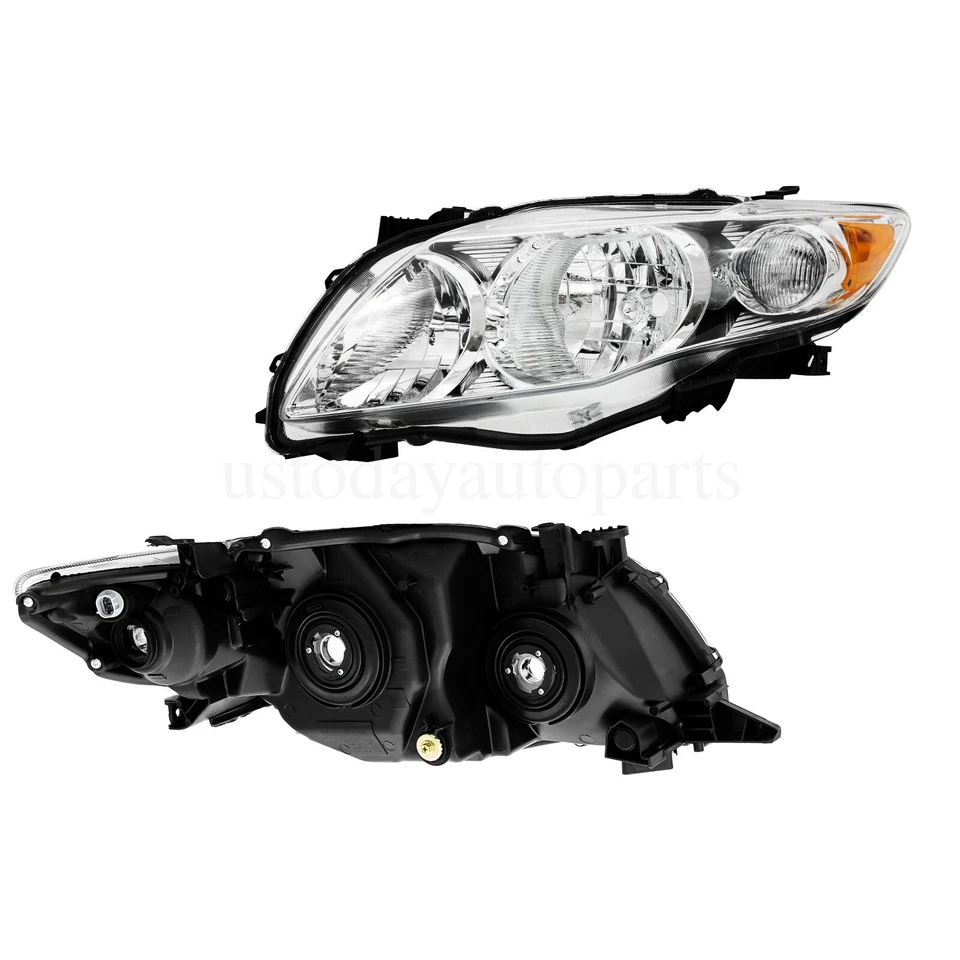 Par de faros para Toyota Corolla CE LE 2009 2010 cromo carcasa faros Foto 3 de 4