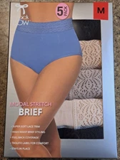 NEW Black Bow Women's 5 Pack High Waist Modal Brief Size Medium