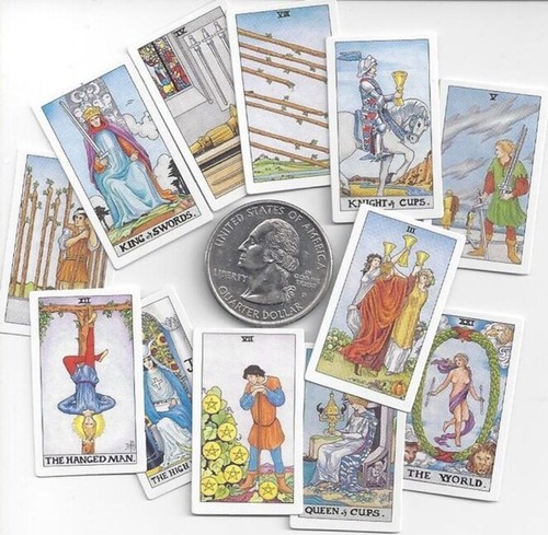 Tiny Universal Waite Tarot Deck Cards Esoteric US Games With Velvet Bag New - Picture 6 of 6