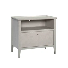 Modern bedside table - light grey, conical legs, suitable for daily use