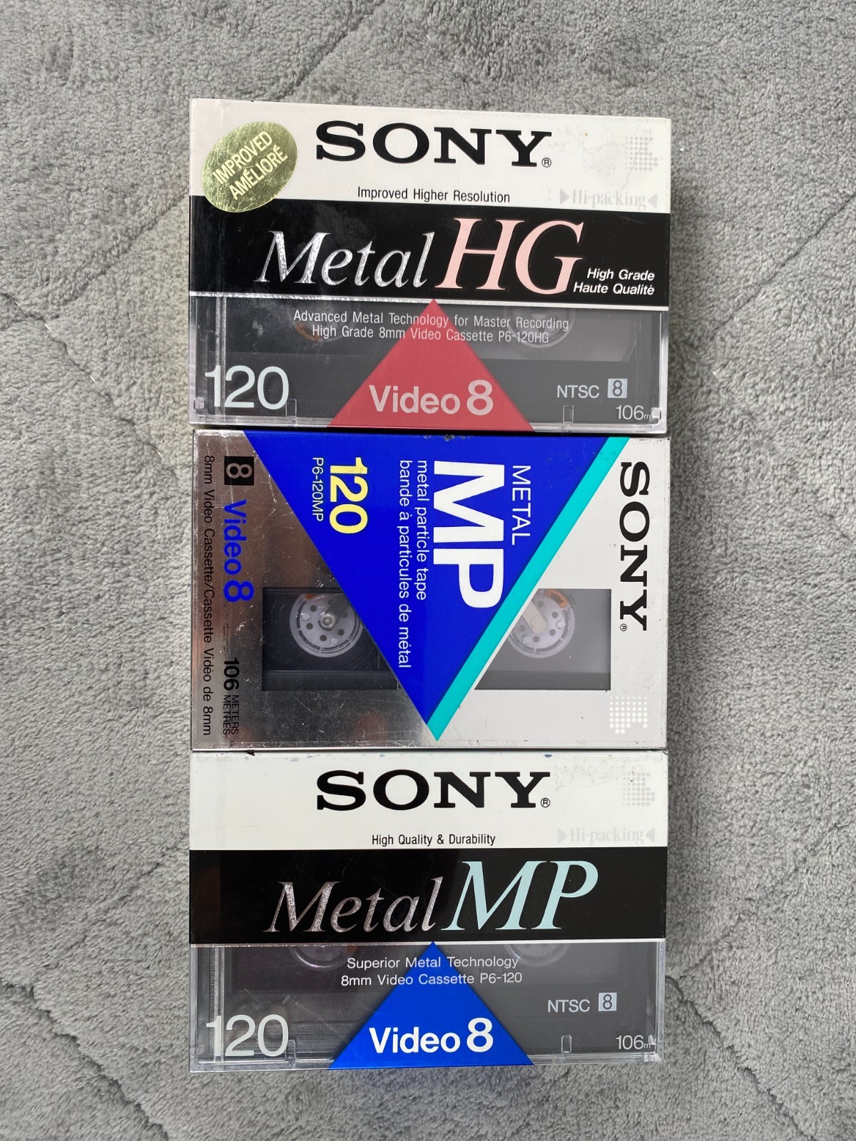 Sony8mm Video Cassette Tape 120 Min 8 Metal Sealed - Lot of 3 - New