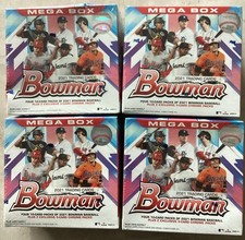 Lot of 4 2021 Topps Bowman MLB Baseball Trading Card Mega Box 50 Cards Per Box