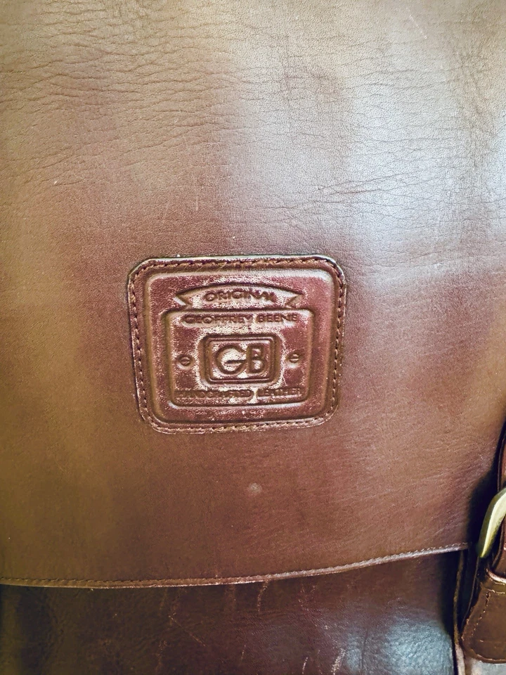 Винтажный Geoffrey Beene бордовый портфель ноутбука сумка мягкий Messenger кожи серебро - Изображение 3 из 4