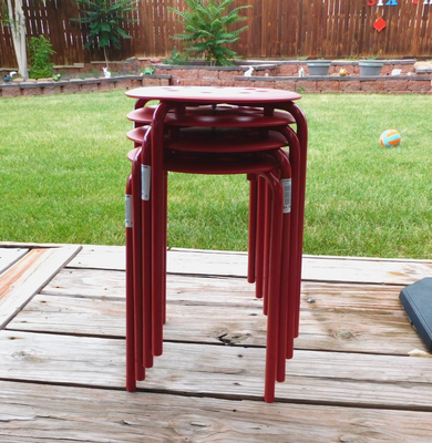 New IKEA Marius 4 Stackable Multi-Purpose Red Stools 17 1/2