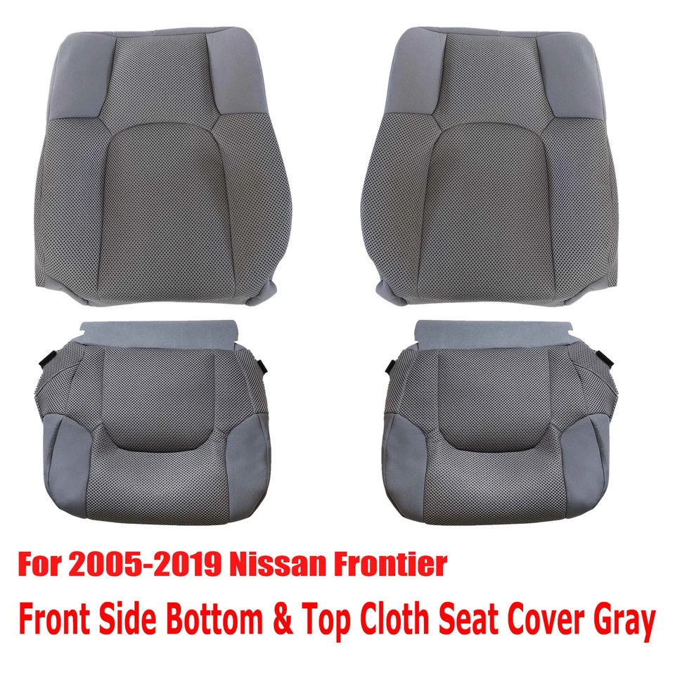 Cubierta de asiento de tela gris para conductor y pasajero Nissan Frontier 2005-2019 inferior Foto 2 de 4