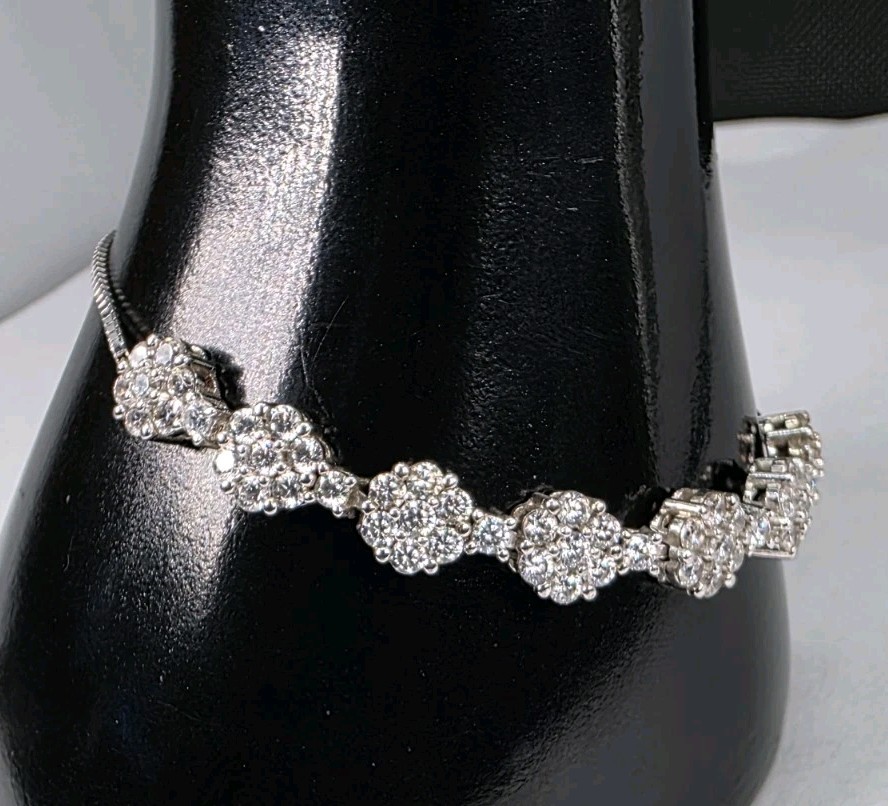 Sterling Silver .925 Adjustable Length Bracelet w… - image 4