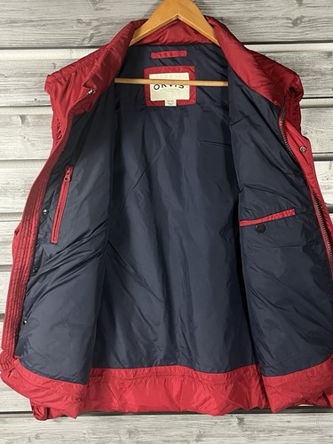 Orvis Puffer Vest Jacket Mens XXL Red Zip Up/Snap Duck Down - Picture 7 of 10