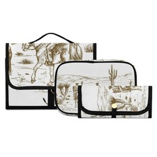 Rose Gold Leopard Print Toiletry Bag 3 PCS Cosmetic Makeup Organizer Case Art