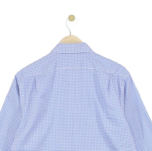 Camicia Ralph Lauren uomo taglia 43 blu slim fit check manica lunga facile cura - Foto 8 di 11