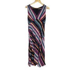 Lauren Ralph Lauren Black Label Dress Size 4 Colorful Stripes Sleeveless V-Neck