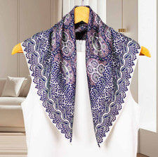 100 Twill Silk Bandana cashew Print Neckerchief 2 face Scarf Shawl 65X65cm wrap