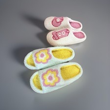 Plush Slippers 2 Pairs Ladies Medium 7-8 . NWT