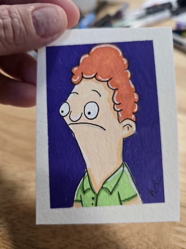 ACEO Original Painting Acrylic Bob's Burgers Jeremy Wagstaff Student Friend