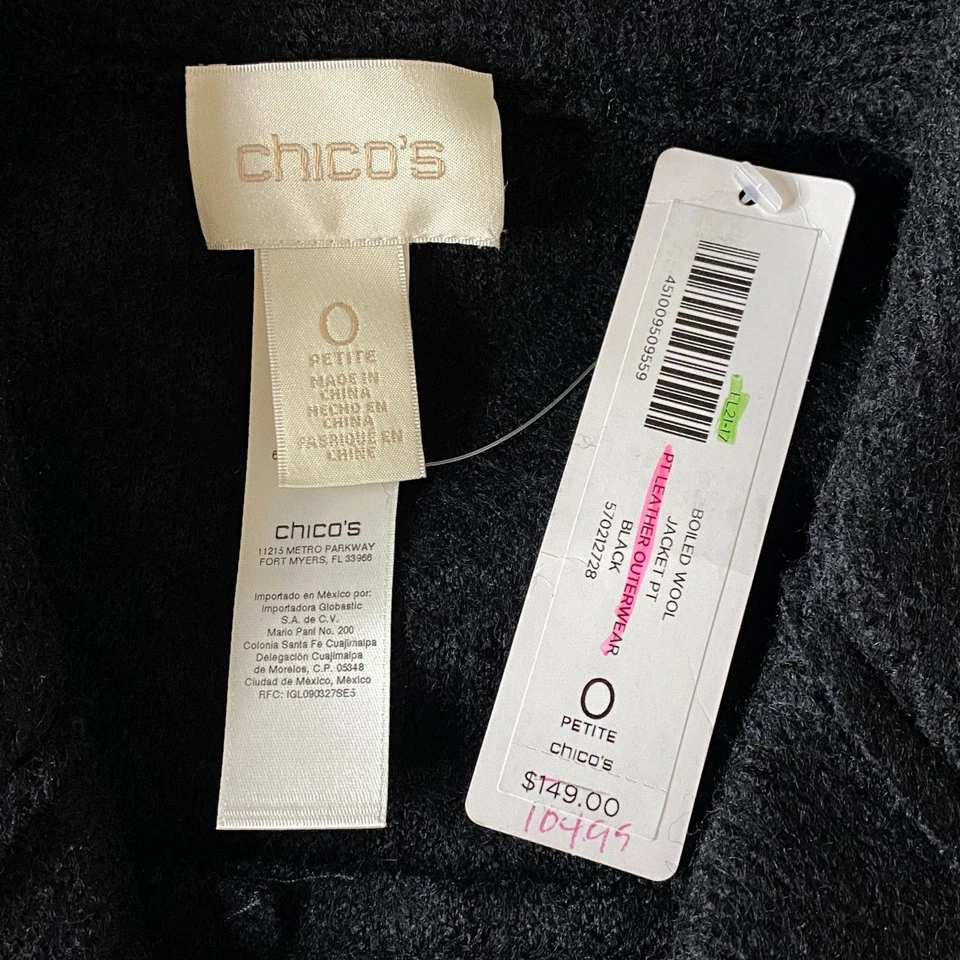 New Chico's Boiled Wool Jacket Women's Size Small Petite (Chico's 0) - Image 3 of 4