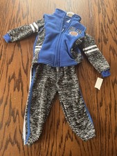 NWT Boys 12 Months 3 Piece Sweat Suit Set Sweatshirt Sweat Pants Zip Up Football