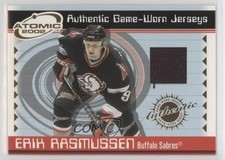 2001-02 Pacific Atomic Game-Worn Jerseys Erik Rasmussen #4 2d8