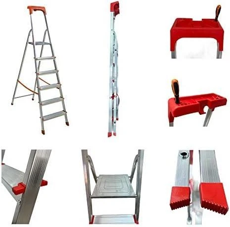 SCALA IN ALLUMINIO 8 7 6 5 4 3 GRADINI LEGGERA PIEGHEVOLE 150kg DOMESTICA - Immagine 2 di 4