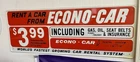 Vintage Original 1960’s Econo-Car Metal Sign Gas Oil In Remarkable Condition