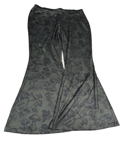 Romwe Pants Size 2XL Dark Green Mushroom Cottagecore Flare Leg Trousers New