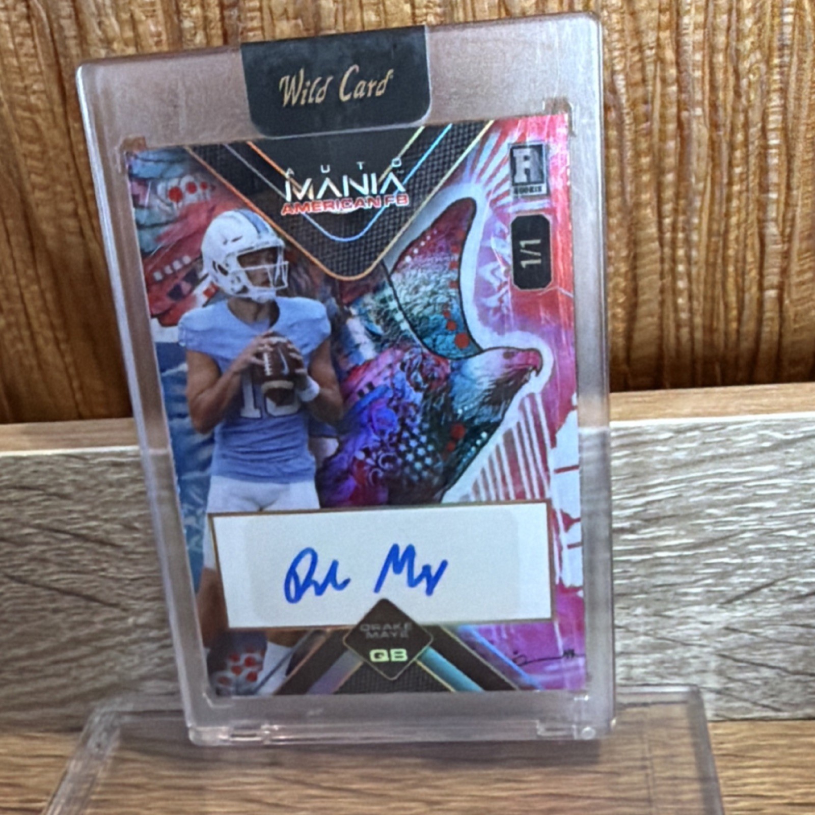 Drake Maye Wild Card Auto Mania American Football Clearview National Exclusive Autographs #DM Base