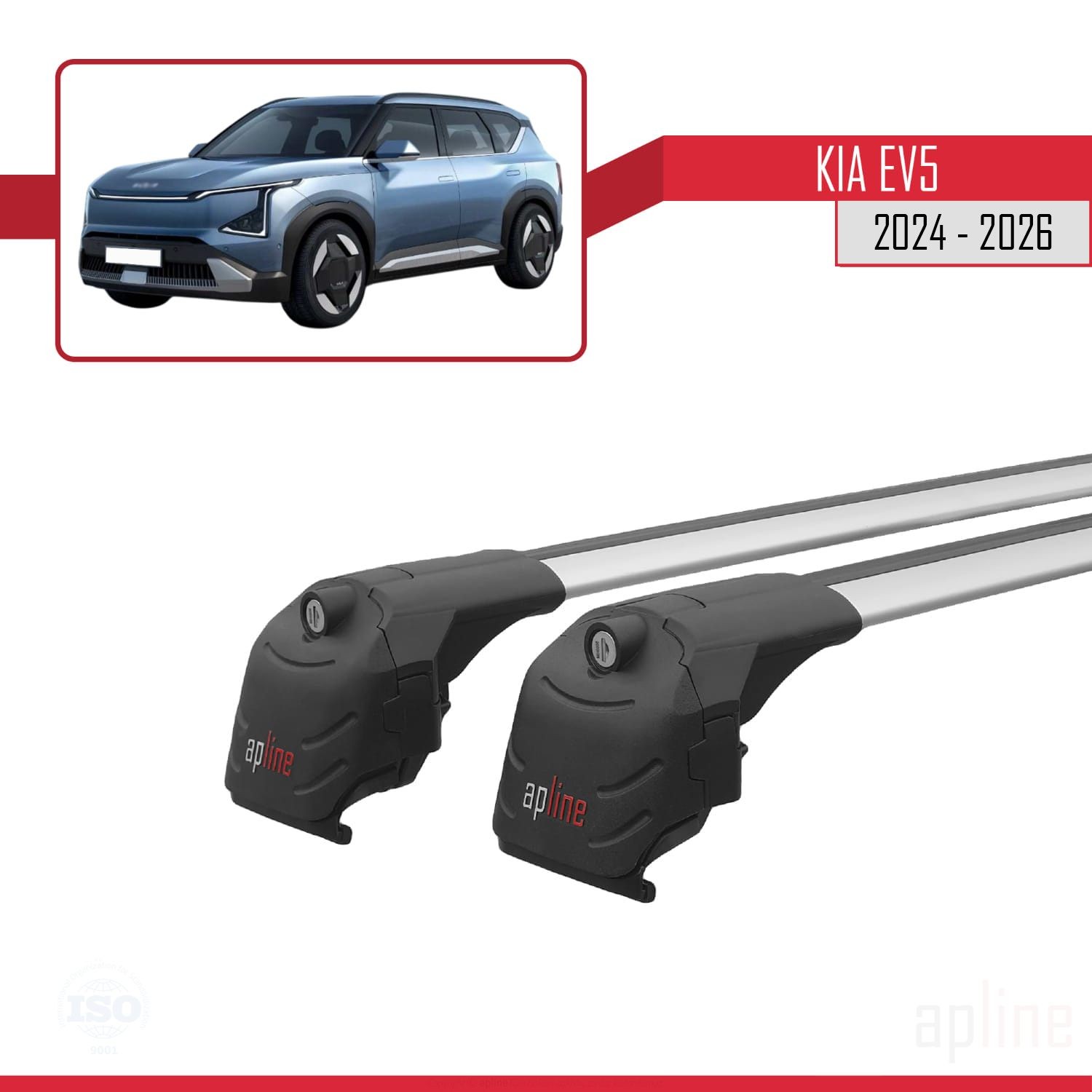 Barres de toit en aluminium ACE-2 pour Kia EV5, finition gris premium - 3