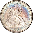 1858-O 50C Seated Liberty Half Dollar AU(Scratches) K19395