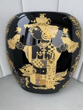Rosenthal Björn Winblad Samuramat Vase Schwarz Gold 22 Cm Hoch