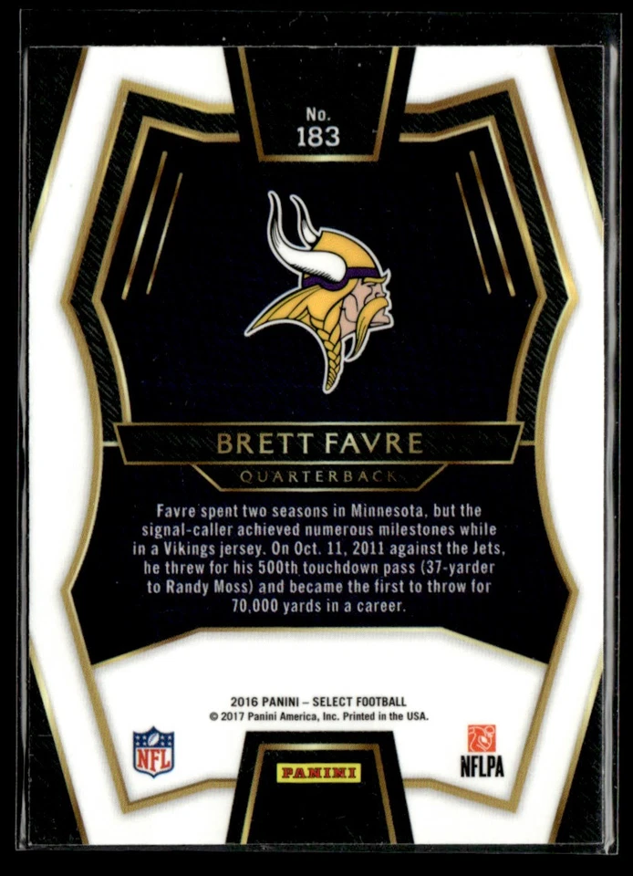 2016 Panini Select Tri-Color Prizm Brett Favre #183 - Image 2 of 2
