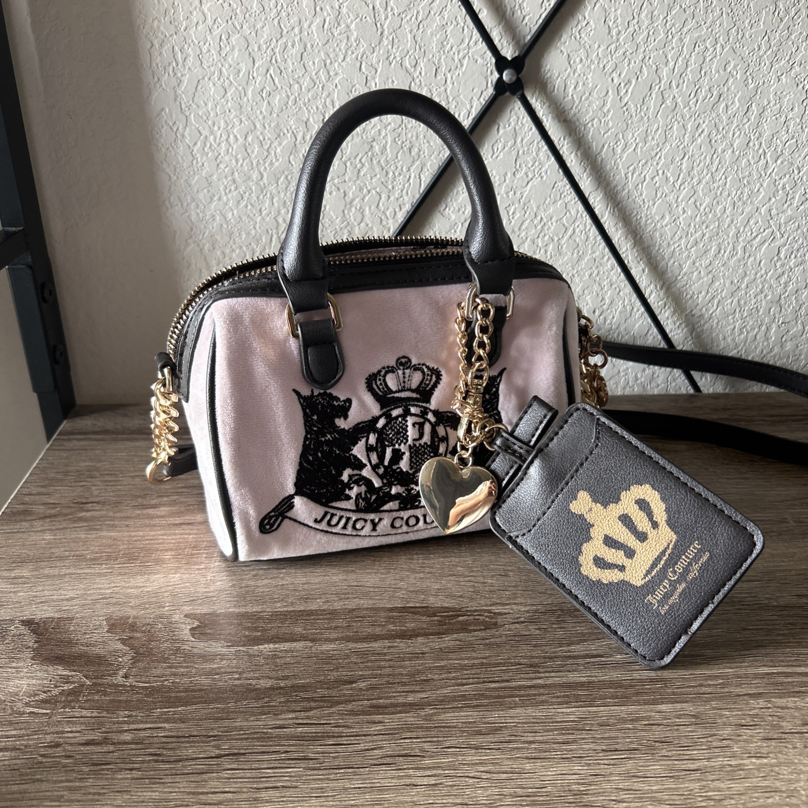 JUICY COUTURE Chiffon Pink CLASSIC SCOTTIE DOGS Mini SATCHEL Velour BAG NWT