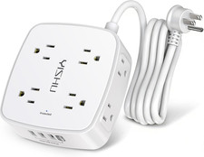 6 Ft Surge Protector Power Strip - 8 Widely Outlets with 4 USB Ports, 3 Side Out