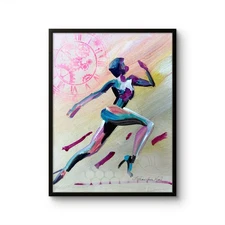 12x16  Running Woman Figurative Abstract Design Home Art