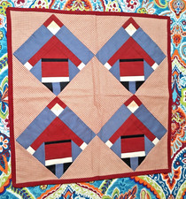 Handmade Quilted Christmas Centerpiece Wall Hanging 17" x 17" Country Farmhouse