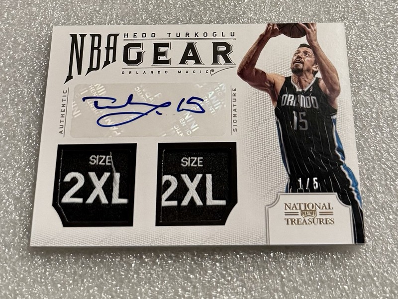 HEDO TURKOGLU 2012-13 National Treasures DUAL LAUNDRY TAG PATCH AUTO #1/5 Gear
