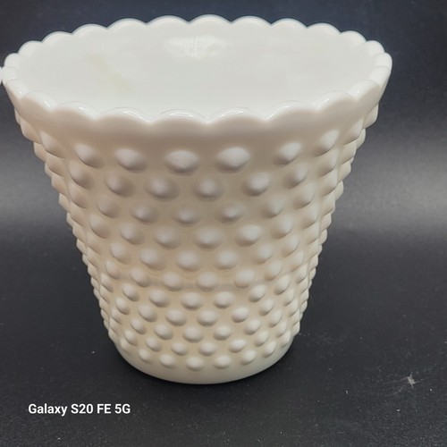 Vintage Fenton Milk Glass Hobnail Jardiniere Vase Planter 4 In - Picture 4 of 10