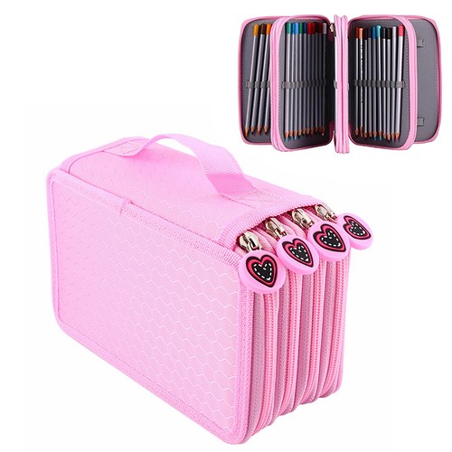 Multi-Layer Pencil Organizer Pink 72 Count Slot Oxford Pencil Case Large - Imagen 4 de 6