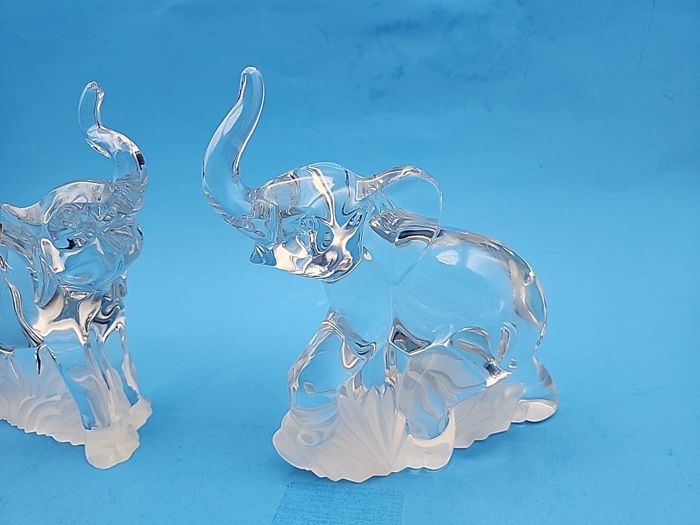 2 Lenox Elephants- Animal Collection- Fine Crystal Made In Germany Trunks Up 