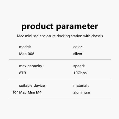 USB C Hub with M.2 SSD Enclosure for Mac Mini M4/M4 Pro Stand Docking Station - Picture 13 of 13
