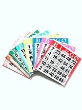 1 on Single Face Bingo Paper Game Cards- 4 Different Colors of 50- 200 SHEETS