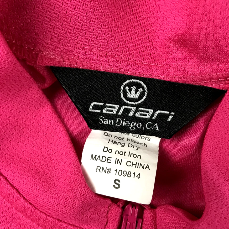 Camiseta deportiva de ciclismo Canari para mujer pequeña rosa 1/4 cremallera ligera Foto 2 de 4