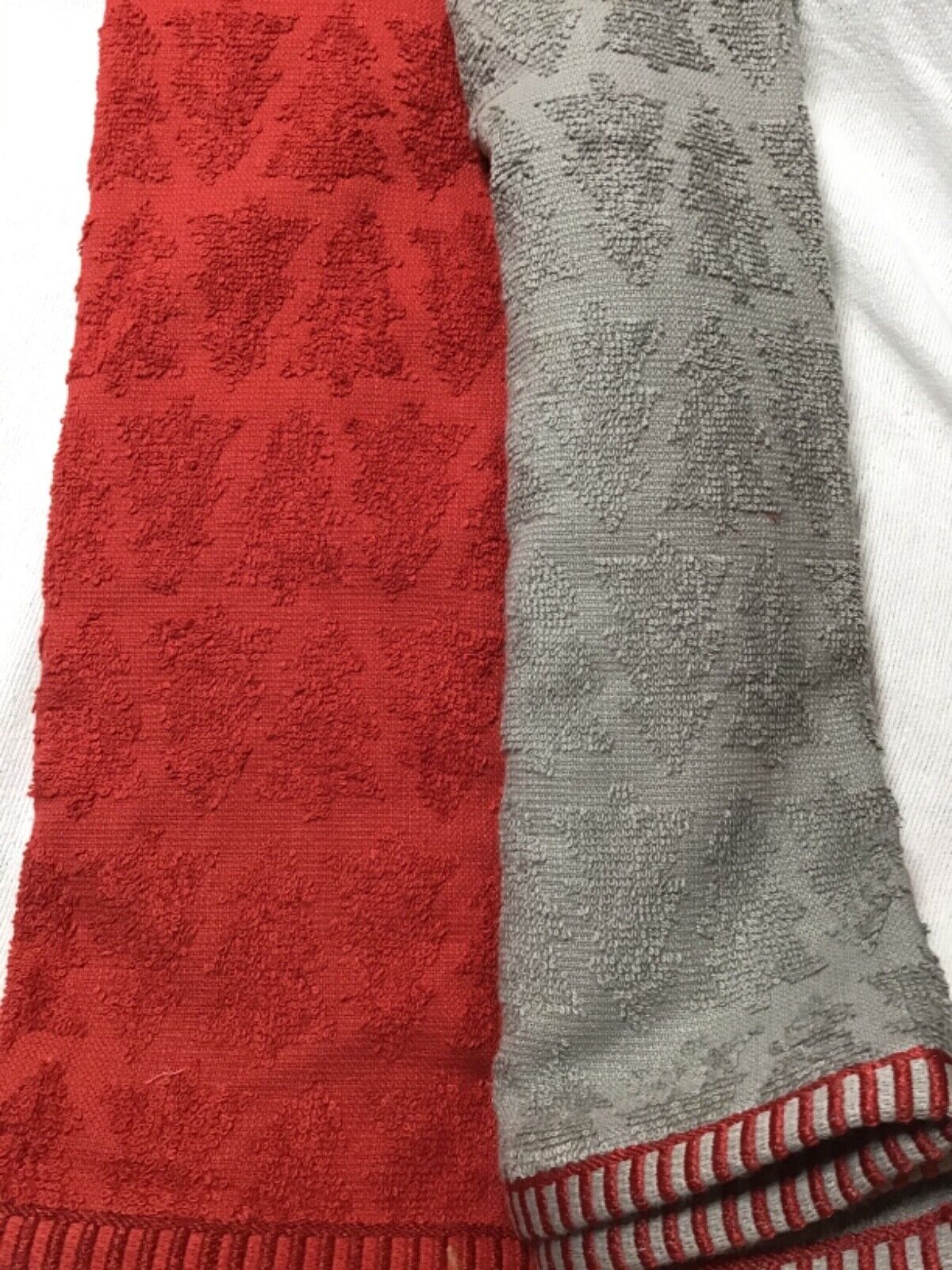 TRULY LOU KITCHEN TOWELS (3) GRAY RED GREEN TREES 18X 28 100% COTTON TERRY  NWT