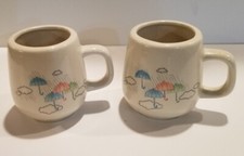 Vintage Mini Tea Coffee Set Porcelain Kid Play Party Pastel Umbrella Rain Design